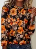 Casual Floral Crew Neck Long Sleeve T-shirt