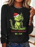 Crew Neck Long Sleeve Christmas Regular Medium Elasticity Loose Blouse For Women