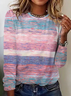 Casual Striped Crew Neck Long Sleeve T-shirt