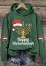 Casual Hoodie Text Letters Hanukkah Hoodie