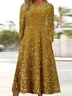 Women Geometric Spring/Fall Dress Crew Neck Long Sleeve A-Line Dress
