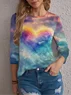 Casual Heart/Cordate Crew Neck Long Sleeve T-shirt