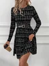 Women Striped Spring/Fall Dress Crew Neck Long Sleeve T-Shirt Dress H-Line Dress