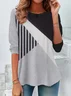 Casual Striped Crew Neck Long Sleeve T-shirt