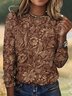 Vintage Floral Crew Neck Long Sleeve T-shirt