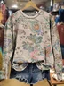 Casual Crew Neck Floral Sweatshirt Printing