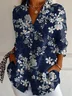 Shirt Collar Long Sleeve Floral Lightweight Regular Fit Shirt For Women