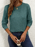 Casual Plain Crew Neck Long Sleeve T-shirt