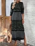 Women Striped Spring/Fall Dress Crew Neck Long Sleeve T-Shirt Dress H-Line Dress