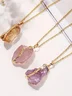 Natural Stone Irregular Raw Stone Crystal Electroplating Gilded Pendant Rose Quartz Citrine Diy Jewelry Necklace