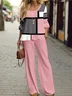 Women Abstract Graphic Crew Neck Long Sleeve Comfy Casual Pocket Stitching Top With Pants Two-Piece Set