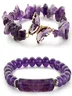 New Natural Stone 8mm Amethyst Rose Quartz Crushed Stone Butterfly Two-piece Bracelet