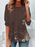 Casual Floral Crew Neck Long Sleeve T-shirt