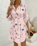 Women Floral Spring/Fall Dress Shirt Collar Long Sleeve A-Line Dress