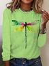 Casual Dragonfly Crew Neck Long Sleeve T-shirt