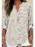V Neck Long Sleeve 3D Floral Printing Regular Loose Blouse For Women