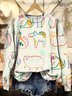 Casual  Cute Animals Art Print Crew Neck Sweatshirt