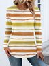 Casual Color Block Crew Neck Long Sleeve T-shirt