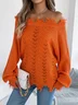 Women Cotton Plain Long Sleeve Comfy Casual Sweater