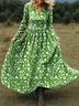 Women Floral Spring/Fall Dress V Neck Long Sleeve A-Line Dress