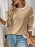 Casual Color Block Crew Neck Long Sleeve T-shirt