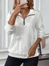 Casual V Neck Plain Sweatshirt