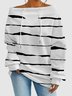 Casual Off The Shoulder Striped Sweatshirt