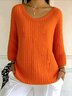 Women Cotton Plain Long Sleeve Comfy Casual Sweater