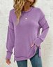Casual Crew Neck Plain Sweatshirt