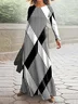 Women Striped Spring/Fall Dress Crew Neck Long Sleeve A-Line Dress