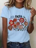 Casual Floral Crew Neck Short Sleeve T-shirt