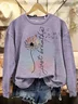 Women's Just Breathe Dandelion Print Casual Crew Neck Sweatshirt