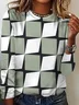 Vintage Crew Neck Geometric Sweatshirt