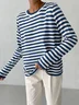 Women Striped Long Sleeve Comfy Street Split Joint Sweater