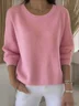Women Cotton Plain Long Sleeve Comfy Vintage Sweater