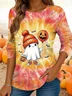 Casual Tie-Dye Pattern Crew Neck Long Sleeve T-shirt