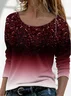 Casual Ombre Crew Neck Long Sleeve T-shirt
