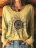 Vintage Sunflower Crew Neck Long Sleeve T-shirt