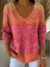 Women Cotton Ombre Long Sleeve Comfy Casual Sweater