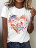 Casual Heart/Cordate Crew Neck Short Sleeve T-shirt