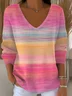 Women Cotton Ombre Long Sleeve Comfy Casual Sweater