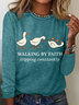 Crew Neck Long Sleeve Animal Regular Medium Elasticity Loose Blouse For Women