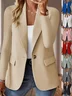 Women Plain Spring/Fall Outerwear Vintage Split Joint Long Sleeve Regular Blazer
