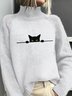 Women Cat Long Sleeve Comfy Casual Sweater