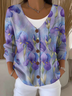 Women Cotton Floral Long Sleeve Comfy Casual Cardigan