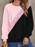 Casual Crew Neck Multicolor Block Sweatshirt Printing