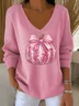 Women Cotton Geometric Long Sleeve Comfy Casual Sweater