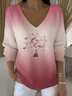 Women Cotton Ombre Long Sleeve Comfy Casual Sweater