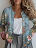 Women Knitted Geometric Long Sleeve Comfy Vintage Cardigan