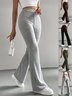 Women Plain Long Elastic Waist Pants Casual Spring/Fall Trousers